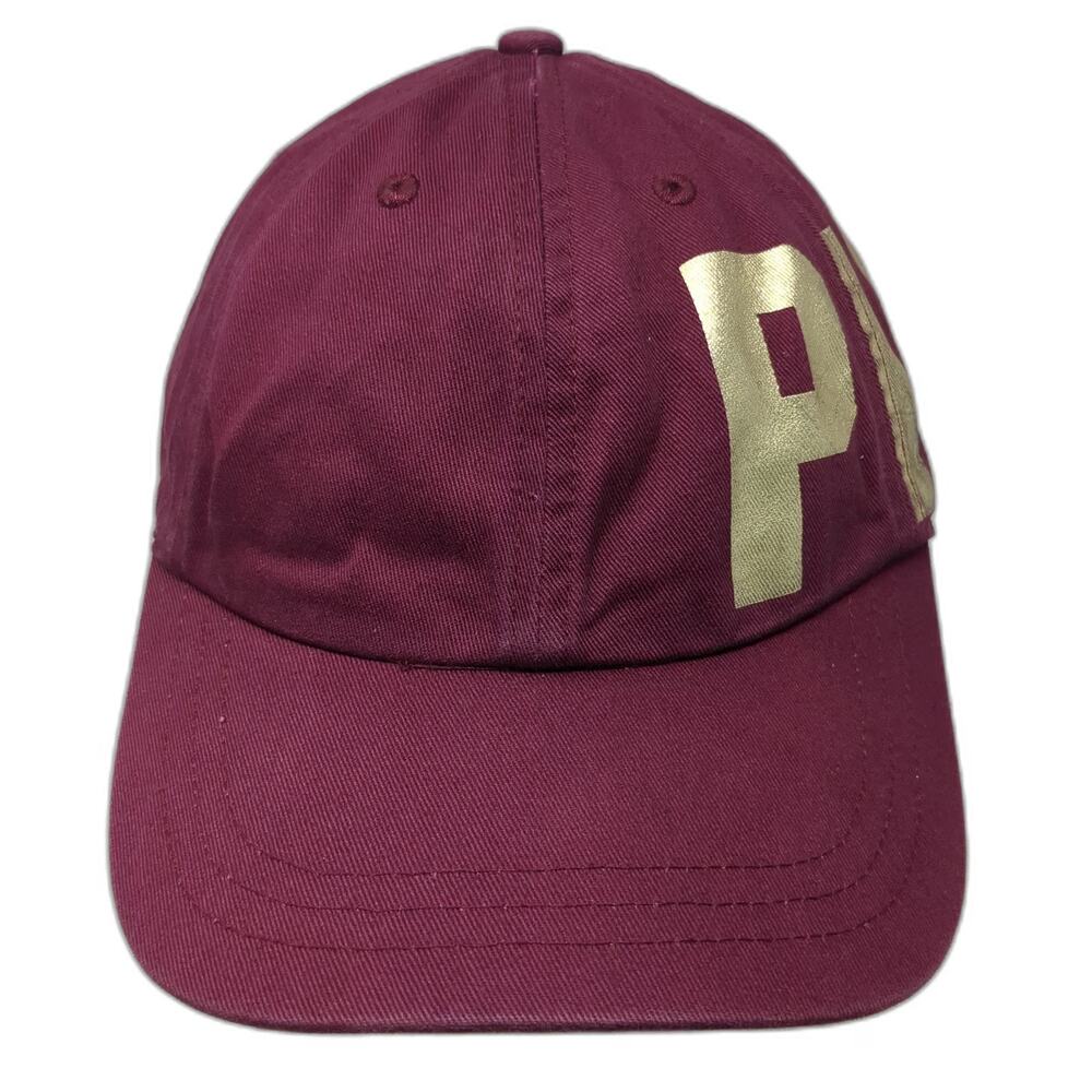 Victoria's Secret PINK Snapback Red One Size Hat Metallic Gold Logo Cotton